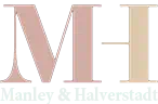 Manley & Halverstadt law firm's “MH” logo with inverted colors